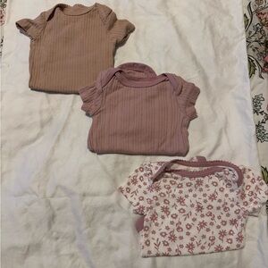 Cloud Island Pink and Tan Kids Tee Trio